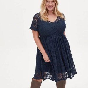 Torrid Navy Fit and Flare Lace Dress